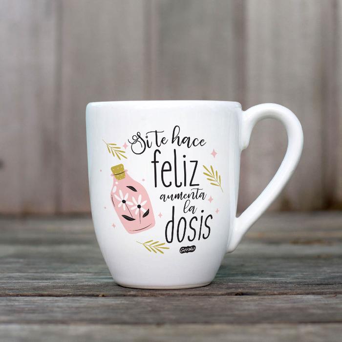 TAZA CERAMICA 10CM FRASES P 6 10CM-280 ML